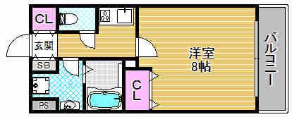 リアライズ神戸ウエスト(1K/2階)の間取り写真