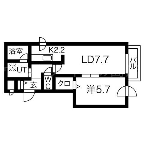 ピクシーガーデン美園(1LDK/2階)の間取り写真