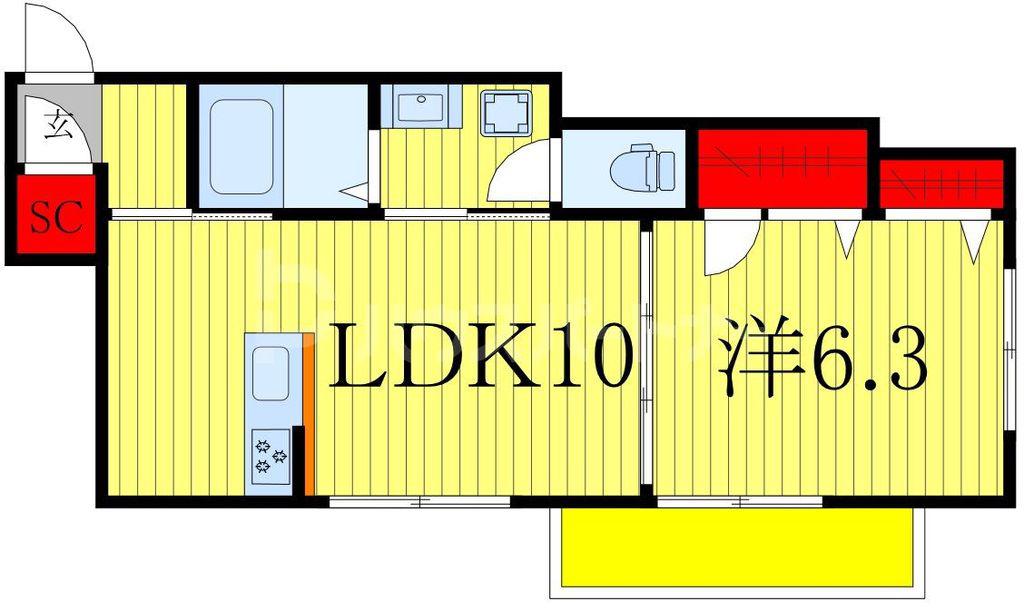 クレシア(1LDK/2階)の間取り写真