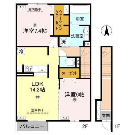 LAMURE(2LDK/2階)の間取り写真