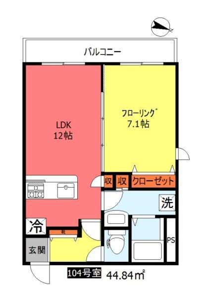  ボーテリジエール東雪谷(1LDK/1階)の間取り写真