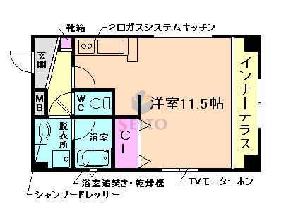 ALVIO(ワンルーム/2階)の間取り写真