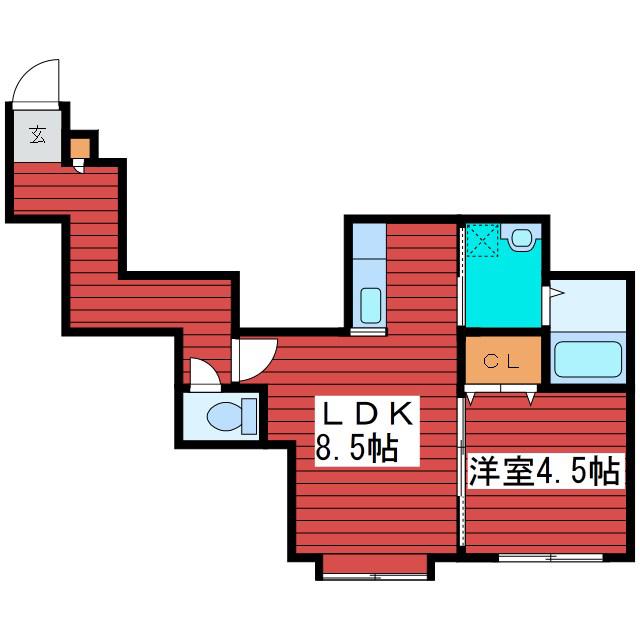 エクエス月寒(1LDK/3階)の間取り写真