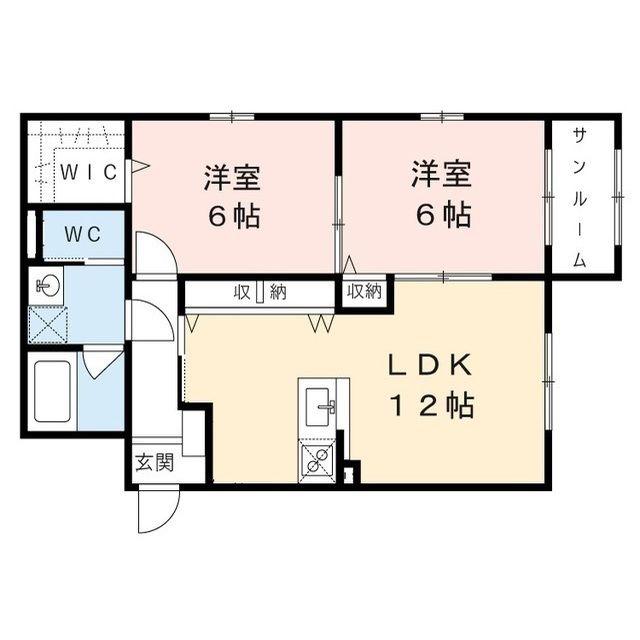 シャンドラ(2LDK/2階)の間取り写真