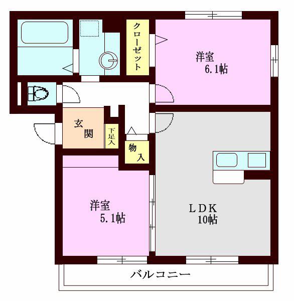 ラフロール LAFLORE(2LDK/3階)の間取り写真