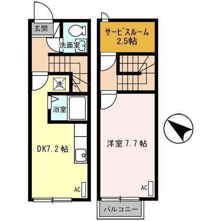 アバンティー成沢西II(1SDK/1階)の間取り写真