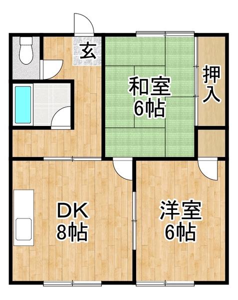 野原ハイツ(2DK/2階)の間取り写真