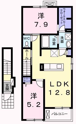 ルミエールII(2LDK/2階)の間取り写真