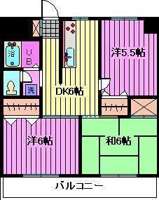 コンフォートイリエ(3DK/8階)の間取り写真