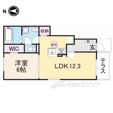 クレメント中今里(1LDK/1階)の間取り写真