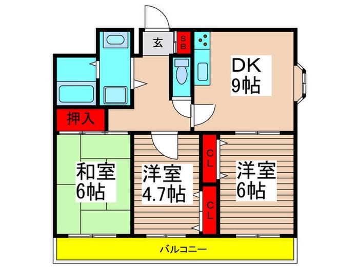 プリマベーラ(3DK/3階)の間取り写真