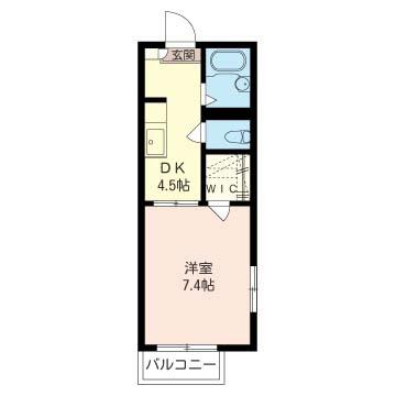 湘南パークサイド(1DK/2階)の間取り写真