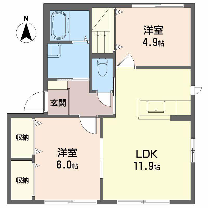 シャーメゾンラヴィ A棟(2LDK/1階)の間取り写真