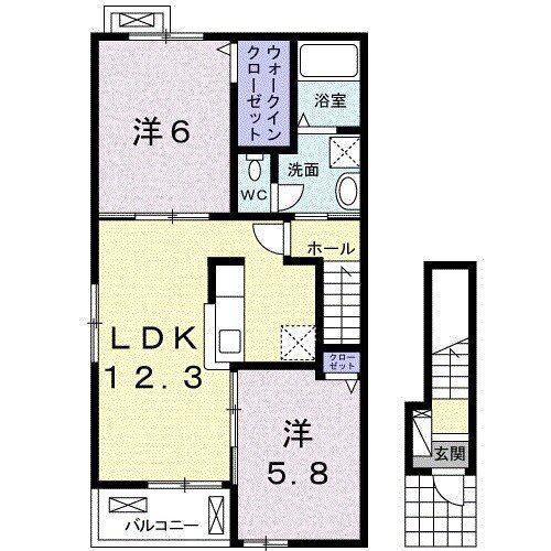 エンブレイスIII(2LDK/2階)の間取り写真