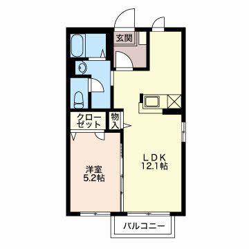 シャンテメゾン(1LDK/2階)の間取り写真
