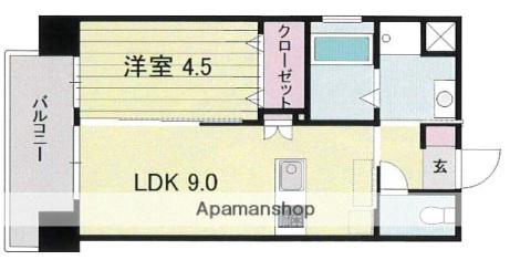 サンハイツ中洲通(1LDK/9階)の間取り写真