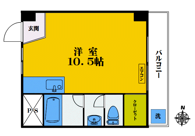 中嶋コーポ(ワンルーム/5階)の間取り写真