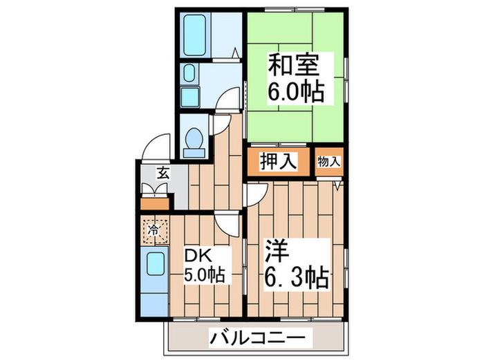ヴィクトリア高根(2DK/1階)の間取り写真