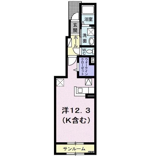 プリムローズIV(ワンルーム/1階)の間取り写真