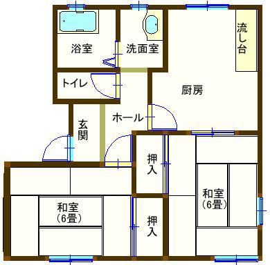 ラフォーレ常見(2DK/1階)の間取り写真