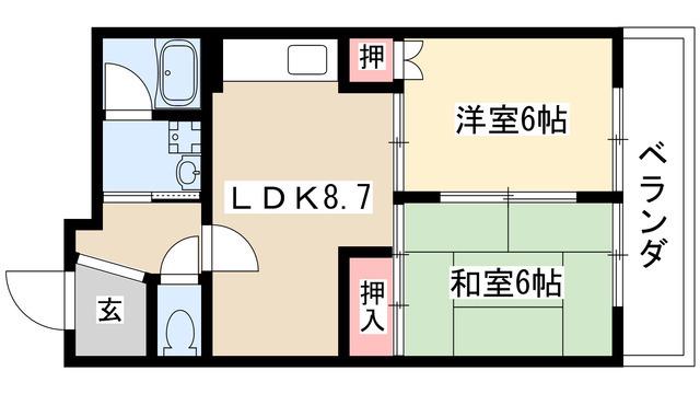 レスカール星ヶ丘(2DK/3階)の間取り写真