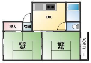 グリーンハイツB棟(2DK/2階)の間取り写真
