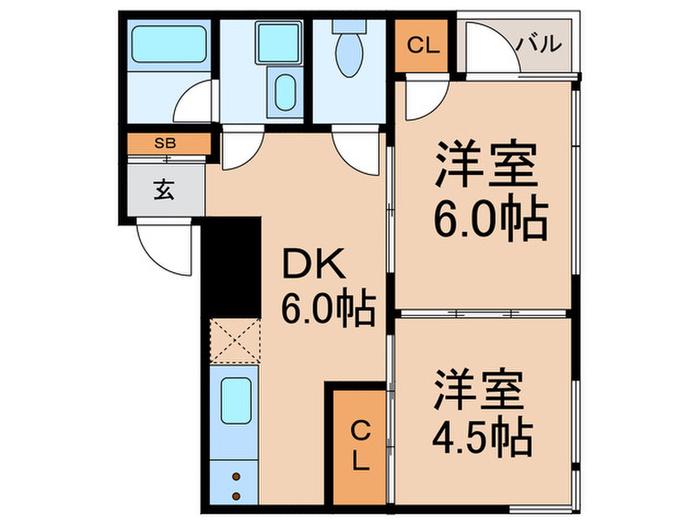 東部不動産第2マンション(2DK/3階)の間取り写真