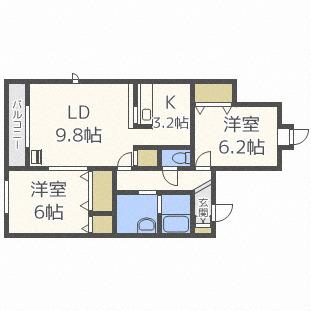 グランメール21(2LDK/3階)の間取り写真