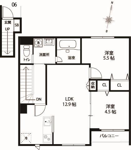 あおばの杜(2LDK/2階)の間取り写真