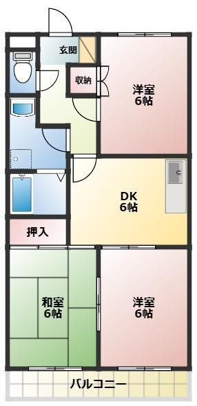 原第7マンション(3DK/2階)の間取り写真