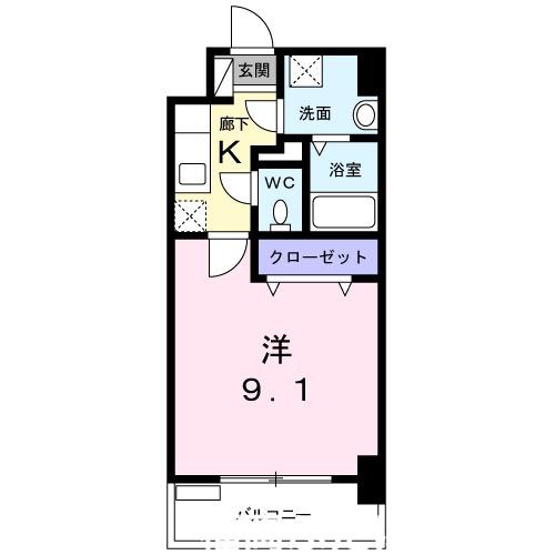 ELEVITA弥永(1K/6階)の間取り写真
