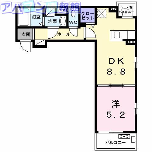 グリーン ピア(1DK/3階)の間取り写真