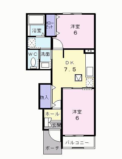 クローバ-ハウス(2DK/1階)の間取り写真