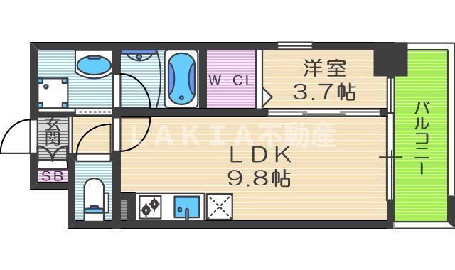 グランバース福島(1LDK/8階)の間取り写真