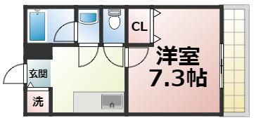 フジパレス深江(1K/2階)の間取り写真