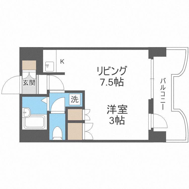 札幌ビオス館(1DK/12階)の間取り写真