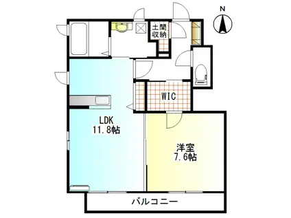カスタネアンB(1LDK/1階)の間取り写真
