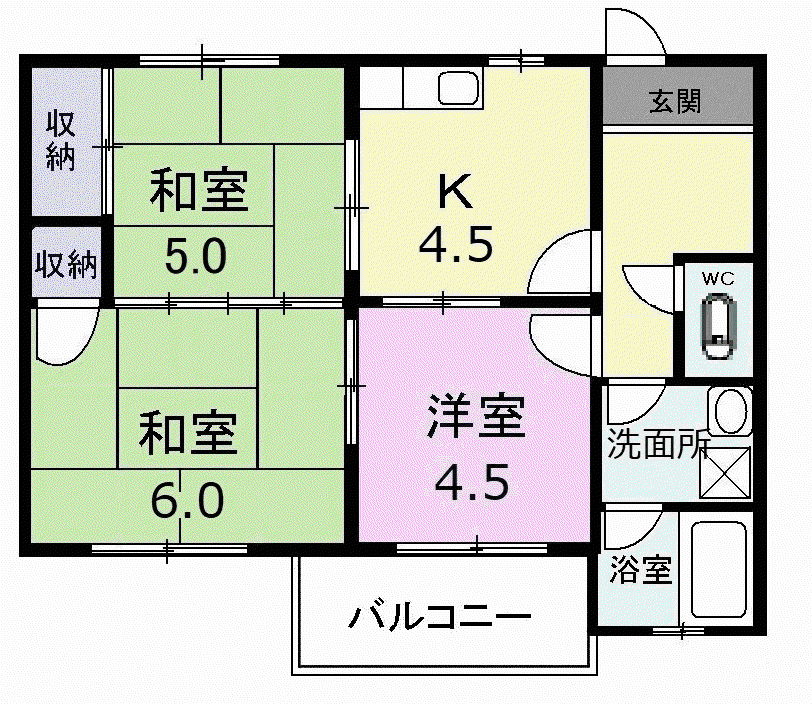 鈴江アパート(3K/2階)の間取り写真