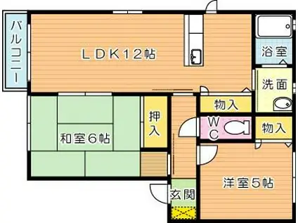 ボヌール永犬丸(2LDK/2階)の間取り写真