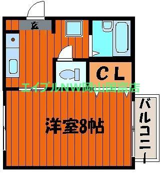 ディアス西川原(1K/1階)の間取り写真