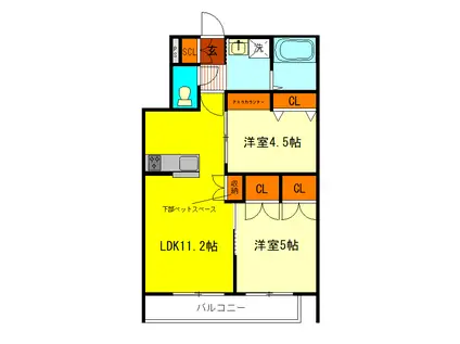 ミリアージュ(2LDK/2階)の間取り写真