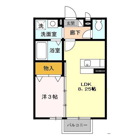 リーベC(1LDK/2階)の間取り写真