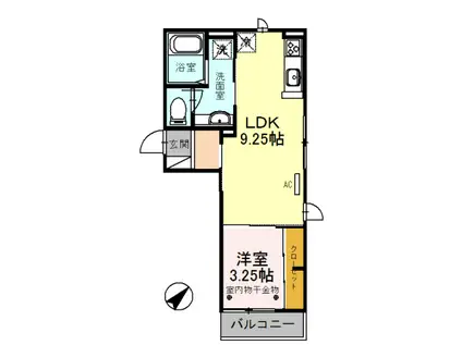 ウエスト アール(1LDK/2階)の間取り写真