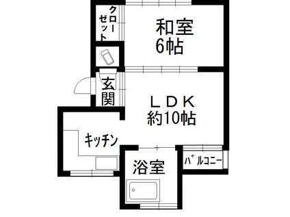 熊本県人吉市西間下町字高見753-3 松尾アパート(1LDK/1階)の間取り写真