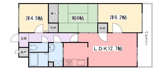アルコート高岡(3LDK/3階)の間取り写真