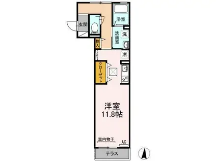 D-ROOM船町(ワンルーム/1階)の間取り写真