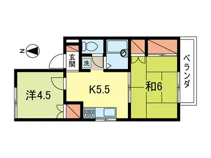 コーポ勝山(2K/1階)の間取り写真