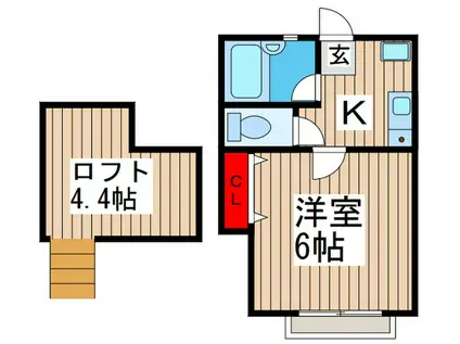 クリーン・フォールII(1K/2階)の間取り写真