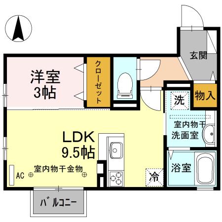 ＩＲいしかわ鉄道 東金沢駅 徒歩23分 2階建 築9年(1LDK/2階)の間取り写真