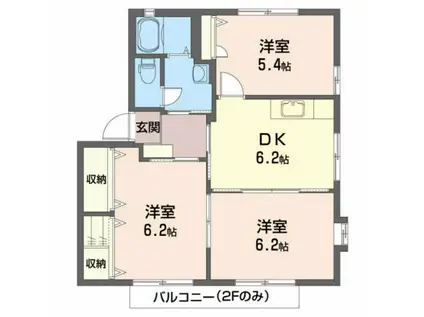 エスペランサ ディアスA(3DK/2階)の間取り写真